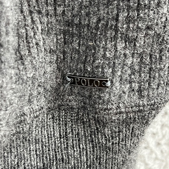Polo Ralph Lauren Mens L Washable 100% Cashmere Hoodie Grey Waffle Knit Sweater - Picture 4 of 13